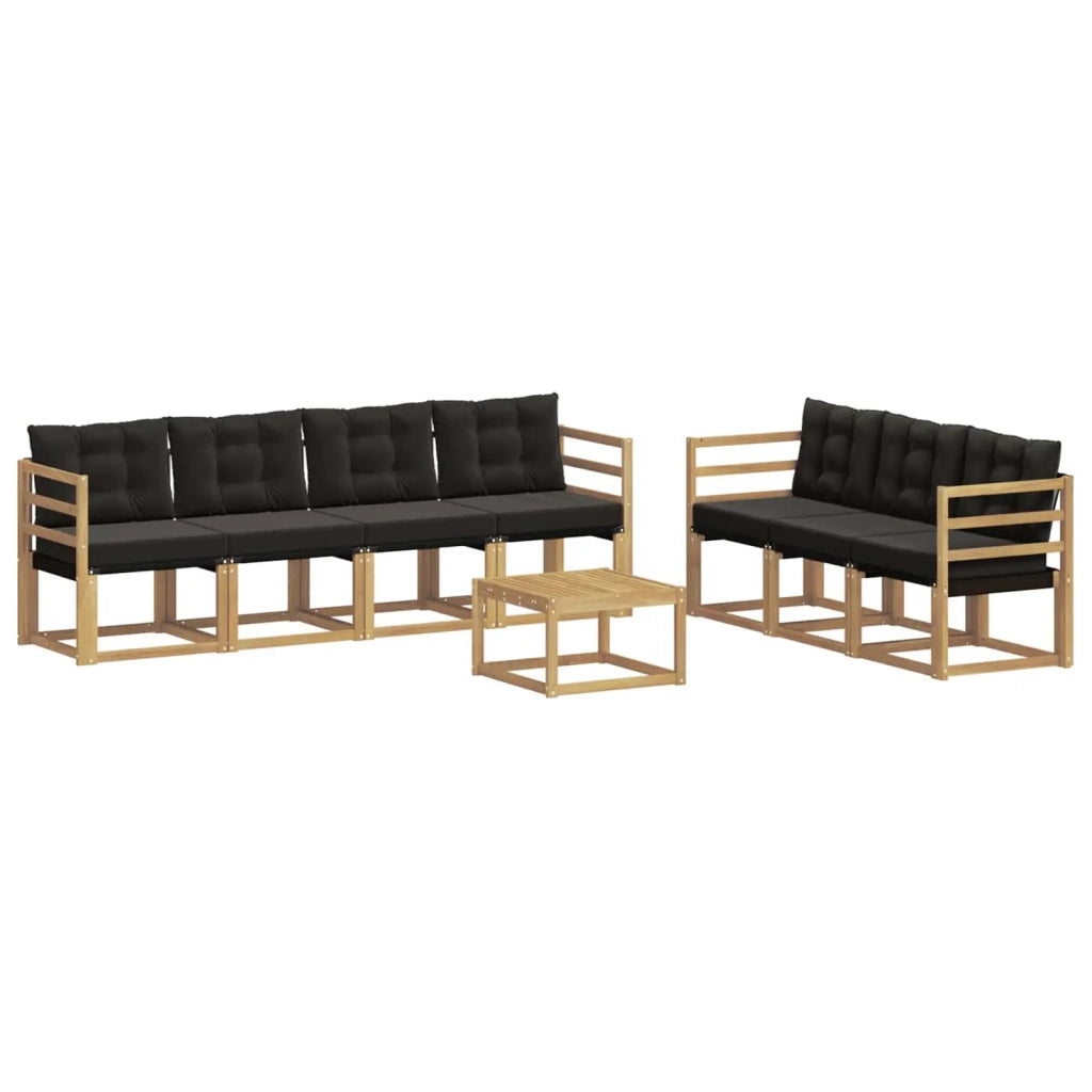 Set di divani da esterno 8 pz Bianco e Nero 3389274