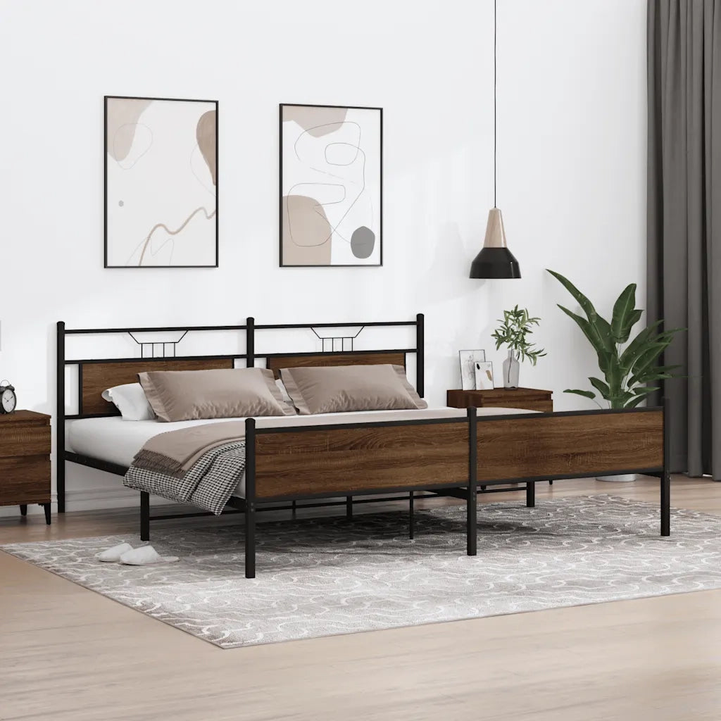 Giroletto senza Materaso in Metallo Rovere Marrone 193x203 cm