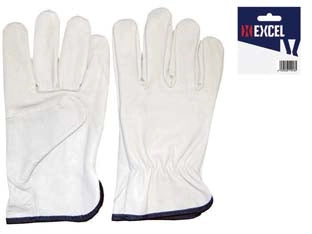 GUANTI DA LAVORO IN PELLE BOVINA BIANCO- - tg.9 - 12 blister EXCEL