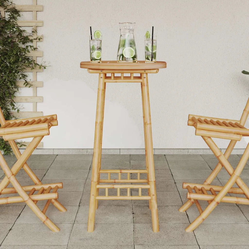 vidaXL Tavolo da Bar da Esterno Rotondo Ø55x100 cm in Bambù