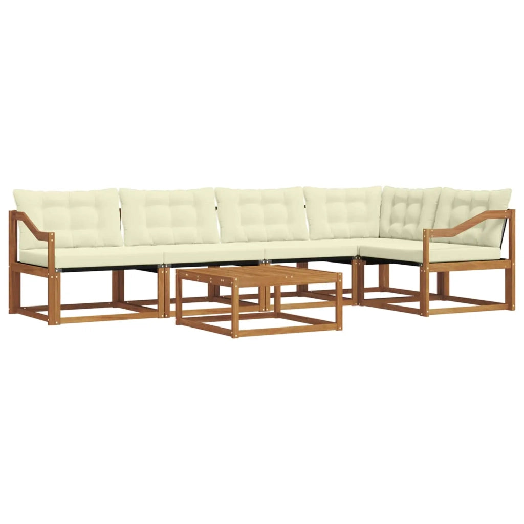 Set di divani da esterno con cuscino 6 pcs Naturale e Crema