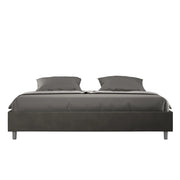 BS COM Letto matrimoniale king size contenitore imbottito 190x190 microfibra grigio
