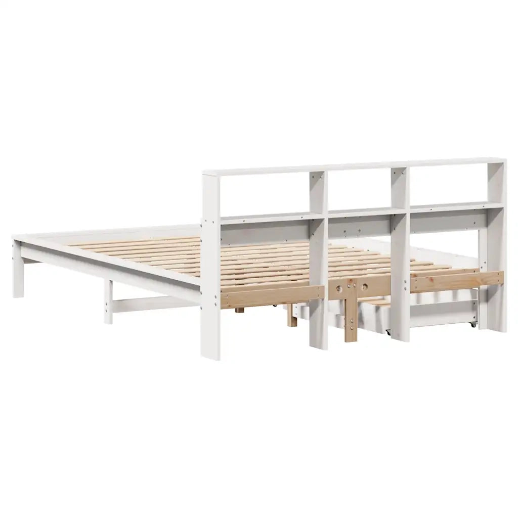 Letto Libreria senza Materasso Bianco 140x190 cm Legno di Pino