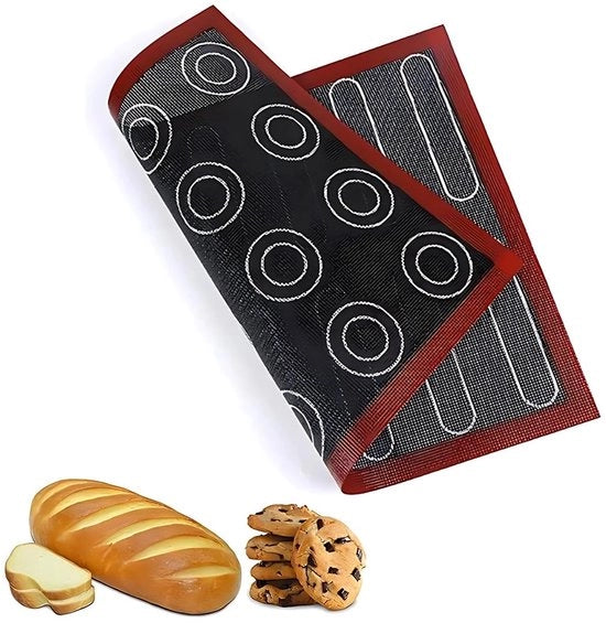 Foglio di cottura resistenti al calore - Silicona e vetro - Doppio lato - Riciclabile - Smalto antiaderente - Microforato - Copertura per forno