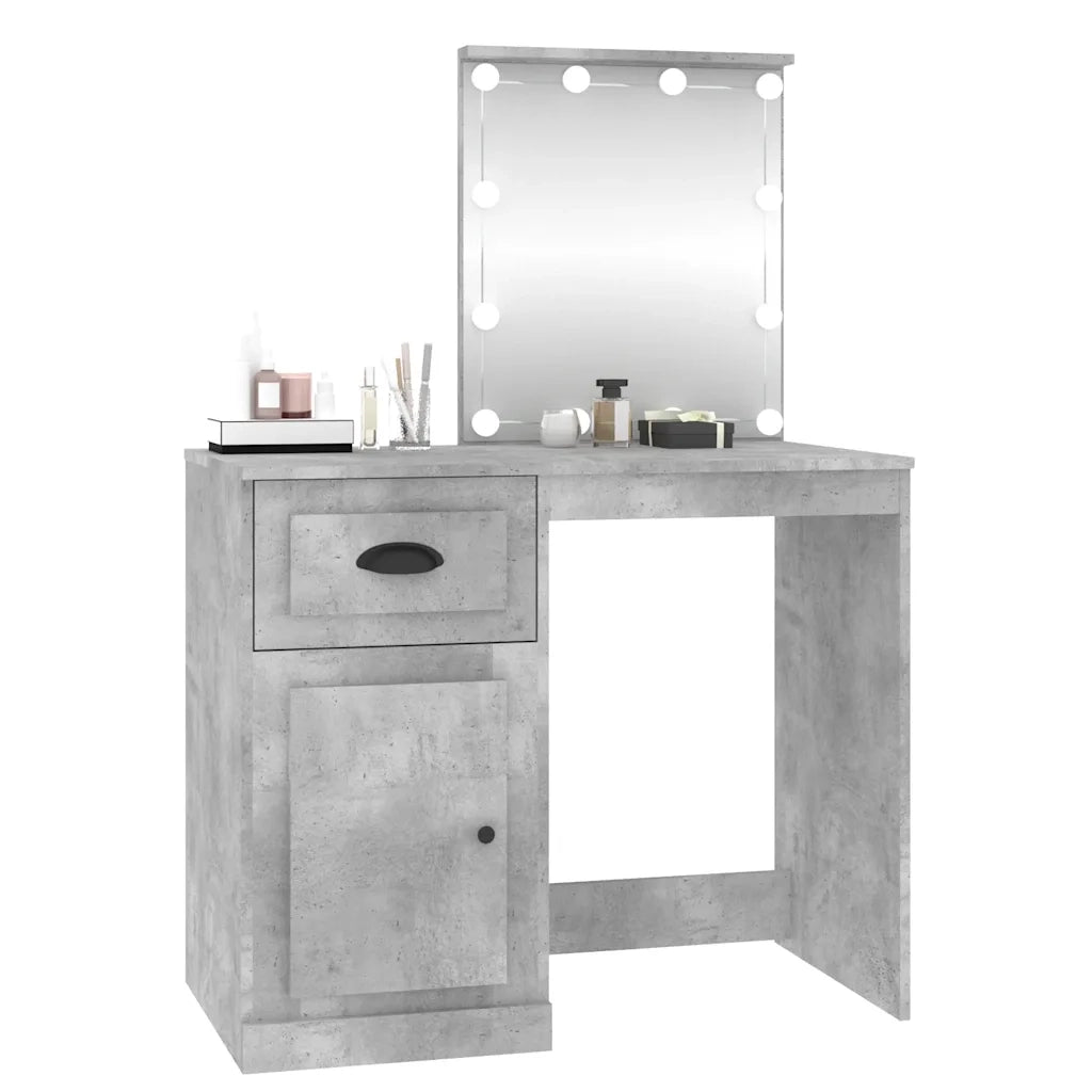 Toeletta con LED Grigio Cemento 90x50x132,5 Legno Multistrato 816772