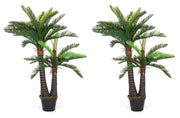 Set 2 Piante Artificiali Palma altezza 150 cm in Plastica con Vasi Verde