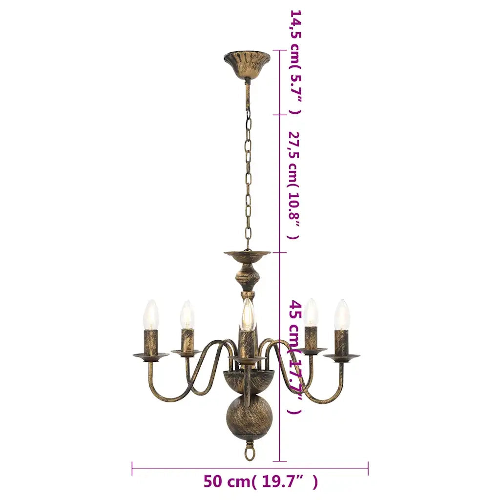 Candelabro Stile Anticato Nero 5 Lampadine E14 CFW8208873