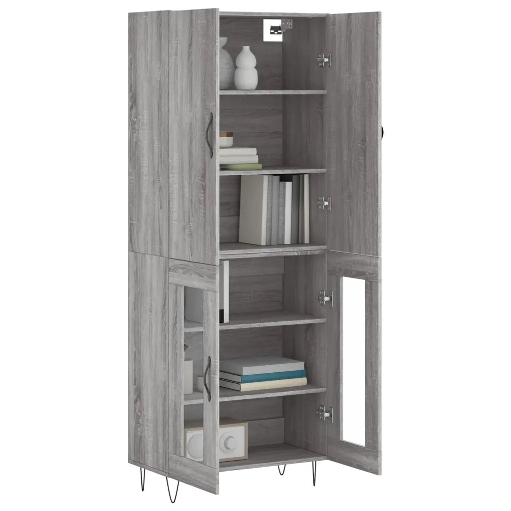Credenza-Buffet-Armadio da cucina Grigio Sonoma 69,5x34x180 cm in Legno Multistrato 208500