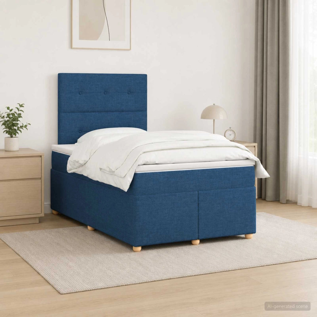 Letto box spring con materasso Blu 120 x 200 cm Tessuto 3453864