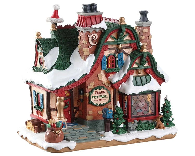 Casa Cottage di Babbo Natale Edificio Luminoso Illuminato Led Villaggio Lemax