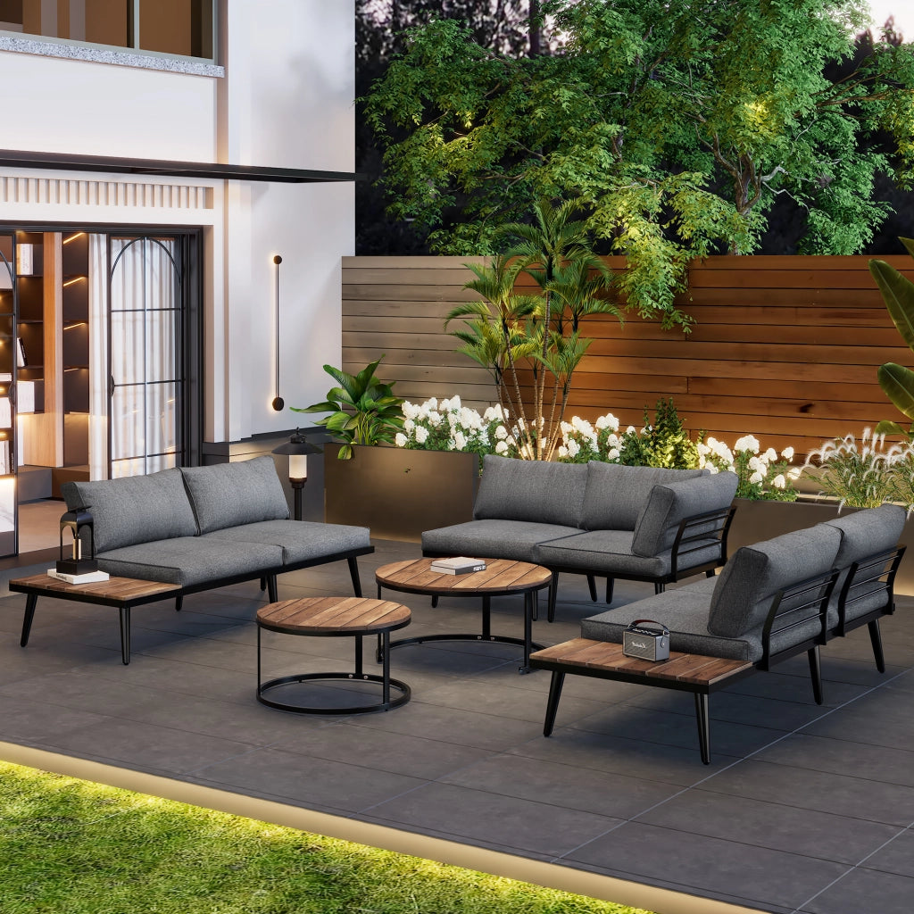 Set Salotto da Giardino 6 Pezzi con Tavolo ¨C MINIMAL ¨C Polyrattan, Esterno, Antracite