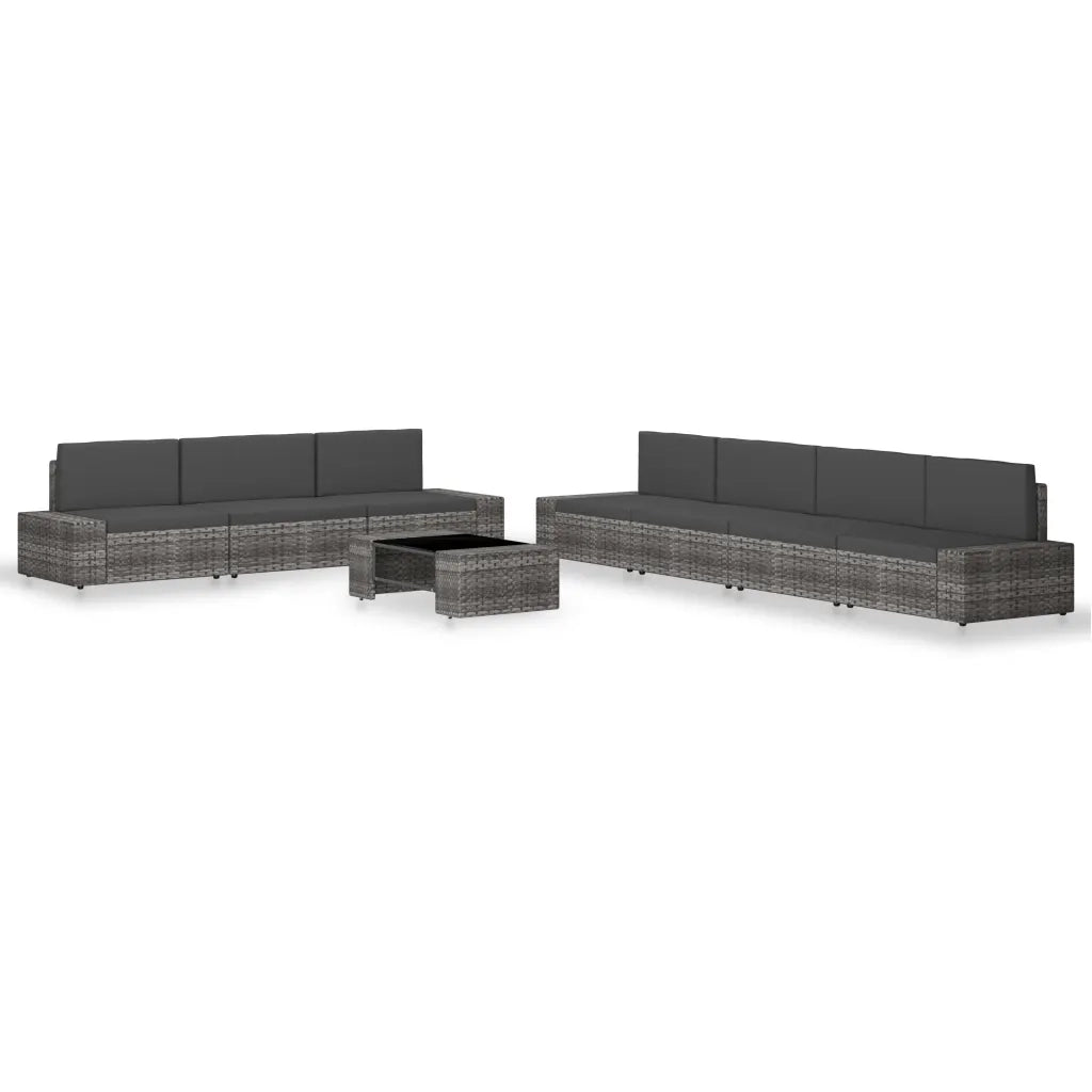 Set Divani da Giardino 8 pz in Polyrattan Grigio cod mxl 39701