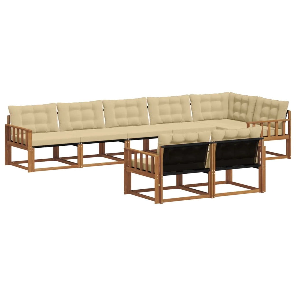 Set di divani da esterno con cuscino 8 pcs Naturale e Beige