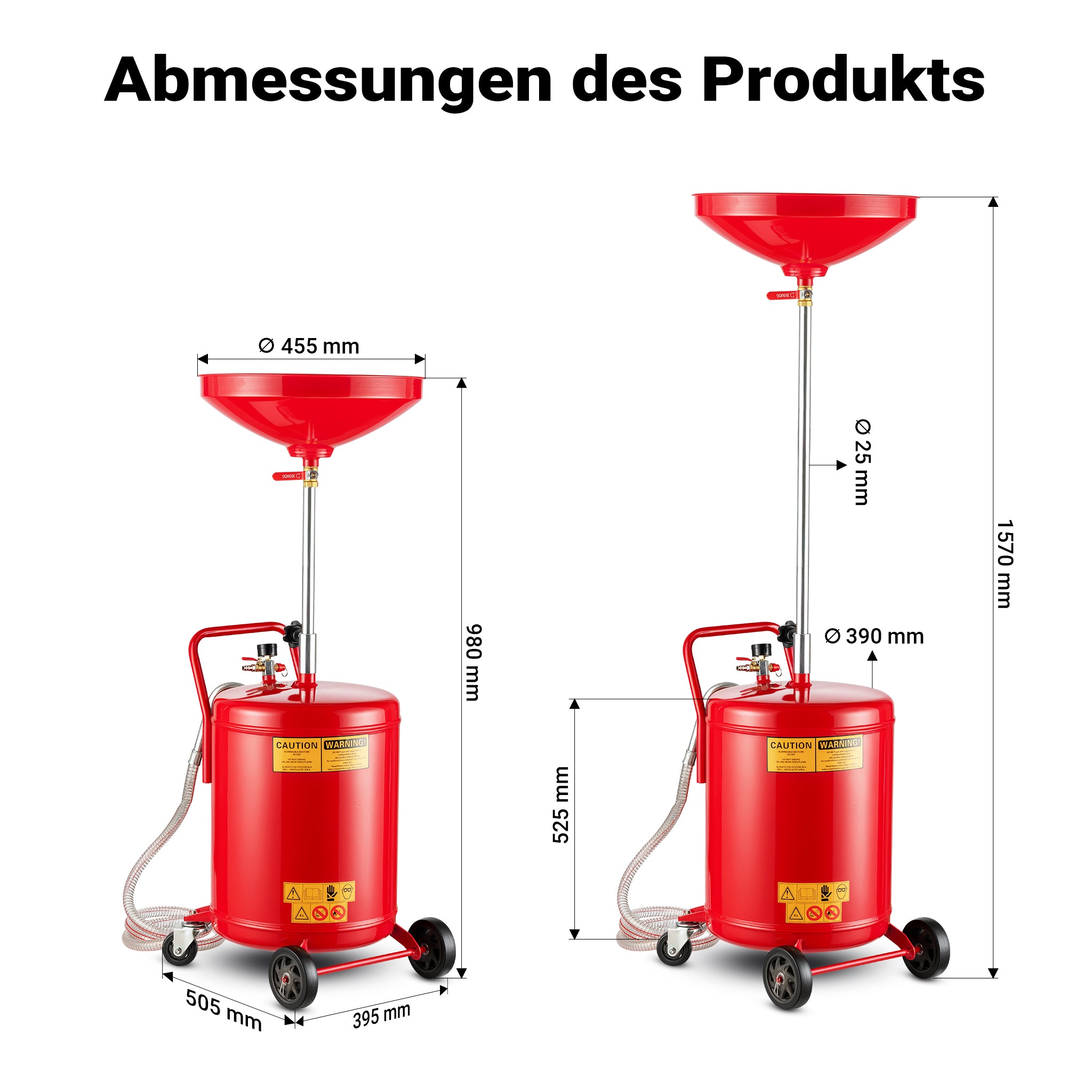 Recuperatore olio esausto 68 litri altezza regolabile 98-157cm Raccoglitore olio esausto