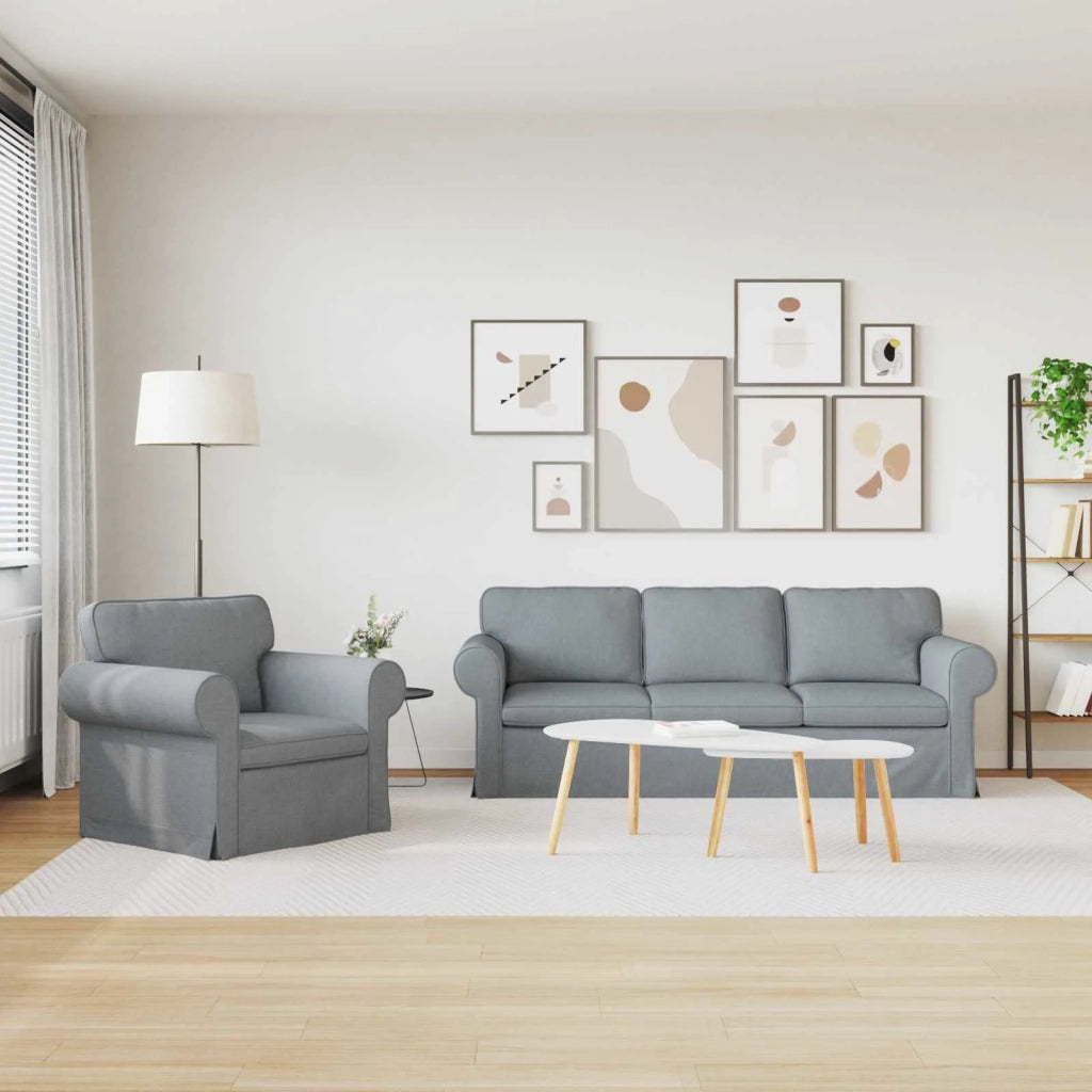 Divano 2 pcs Grigio chiaro 215 x 82 x 80 cm Tessuto