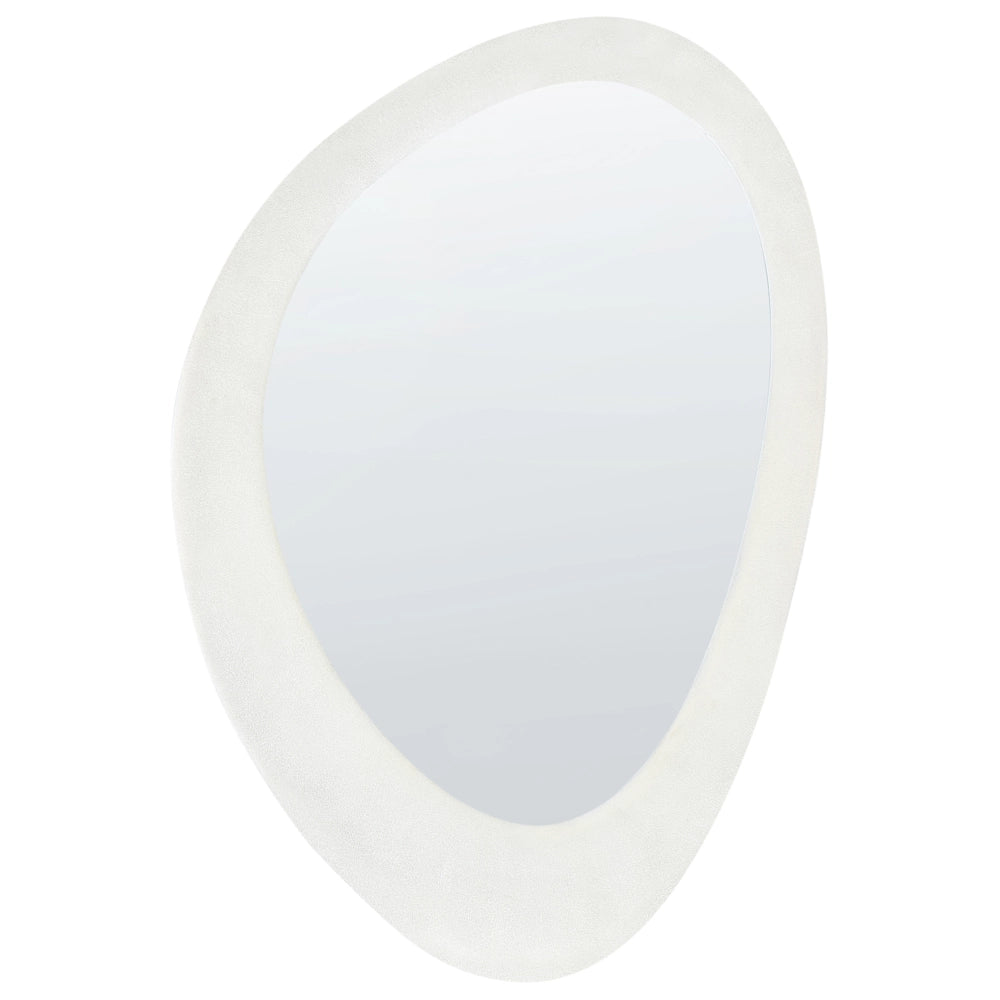 Specchio da parete in MDF bianco con cornice in vetro 60 x 90 cm Forma irregolare Decorativo a parete Pezzo d'arredo in stile moderno