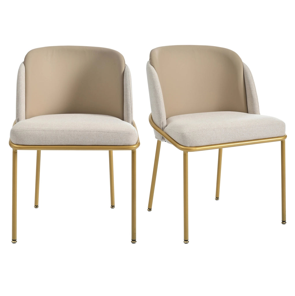 Sedia da Pranzo Moderna con Gambe Inclinati e Piedini Regolabili in PVC Beige e Khaki