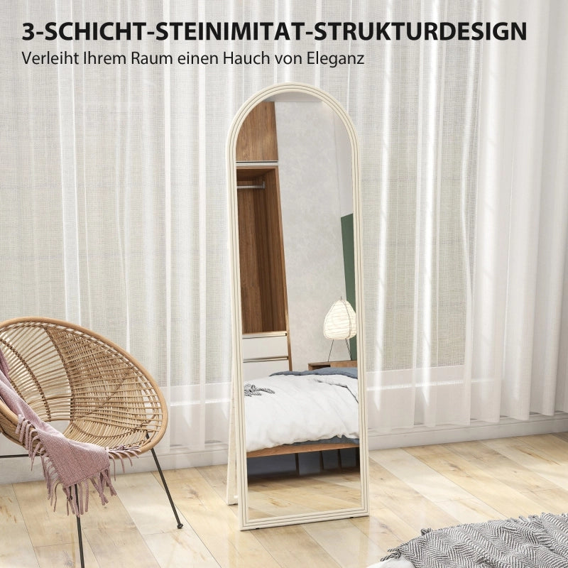 Specchio a figura intera, 50 x 160 cm, autoportante, da parete, con cornice arcuata, bianco