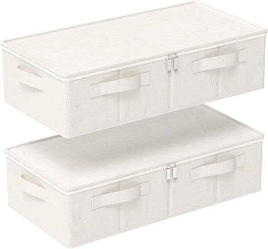 Borse di Stoccaggio Portatile con Coperchio per Abiti e Duvet - 60 x 30 x 15 cm Beige 2 Pezzi