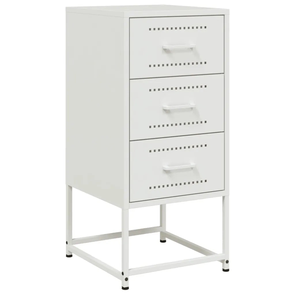 Comodini 2 pz-Set di 2 Tavolino da notte Bianchi 36x39x78 cm in Acciaio 742467