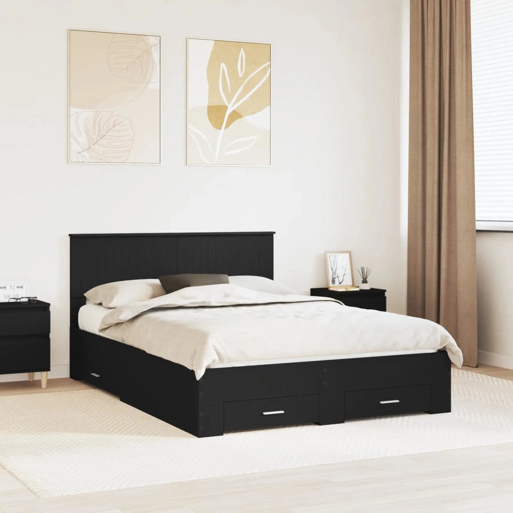 Struttura del letto Nero 140 x 190 cm Legno multistrato