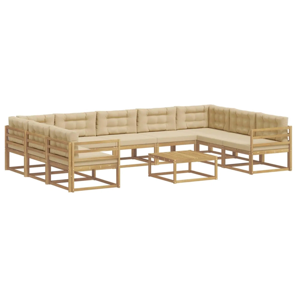 Set di divani da esterno 10 pz Bianco e Beige 3387057