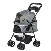 EasyComfort Passeggino per Cani Pieghevole con Guinzaglio di Sicurezza e Cestino Portaoggetti, Grigio
