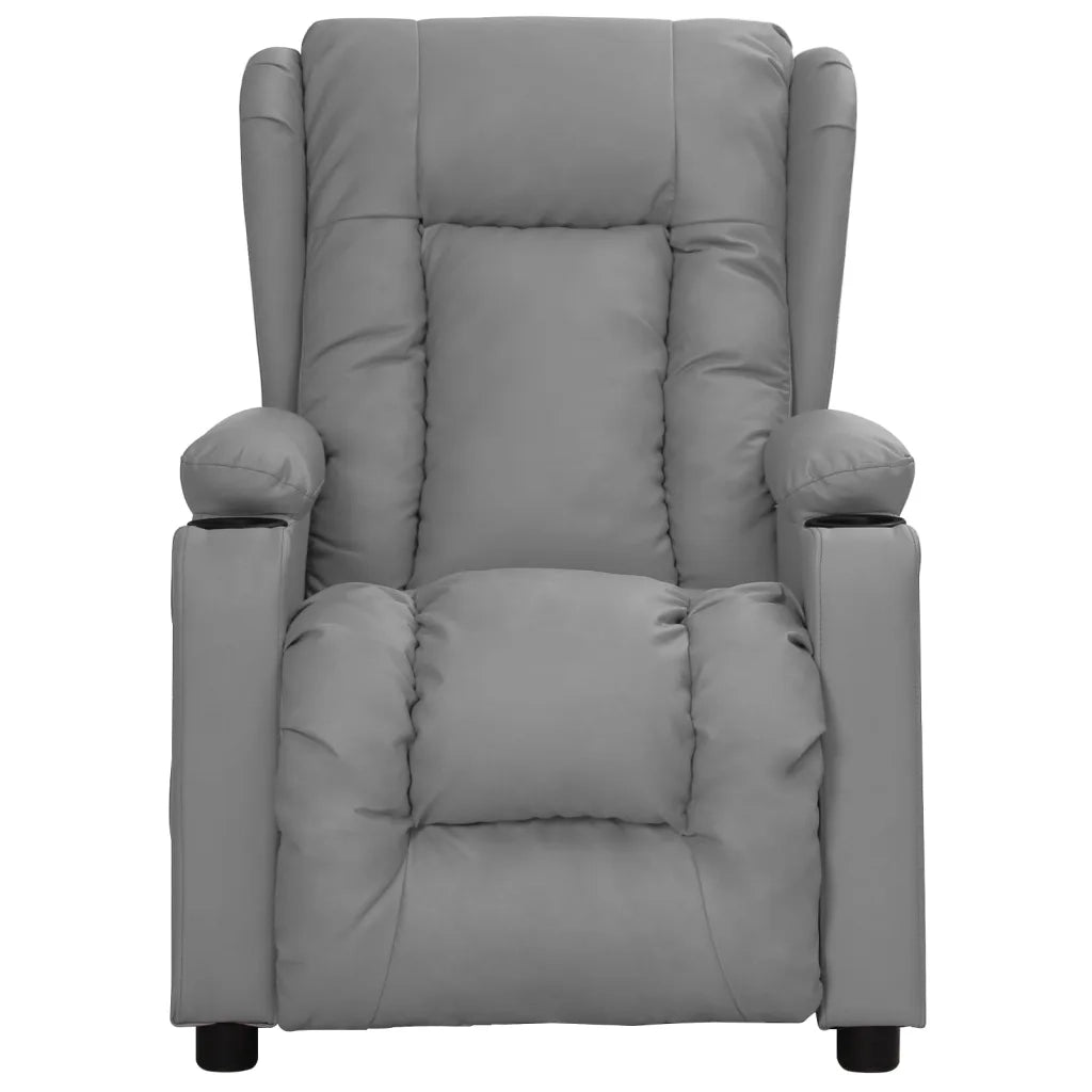 Poltrona Reclinabile Grigia in Similpelle 339072
