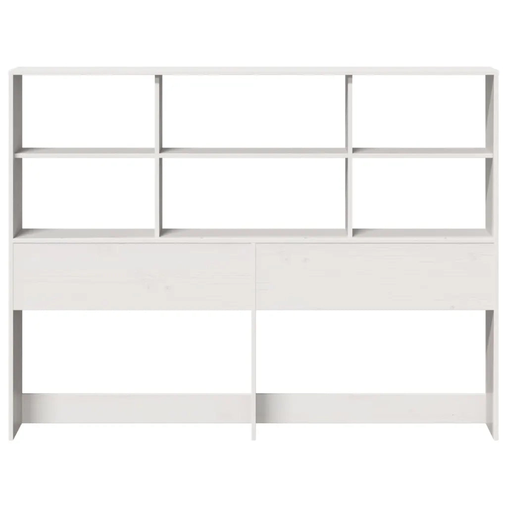 Testiera con Ripiani Bianca 140 cm in Legno Massello di Pino 855661