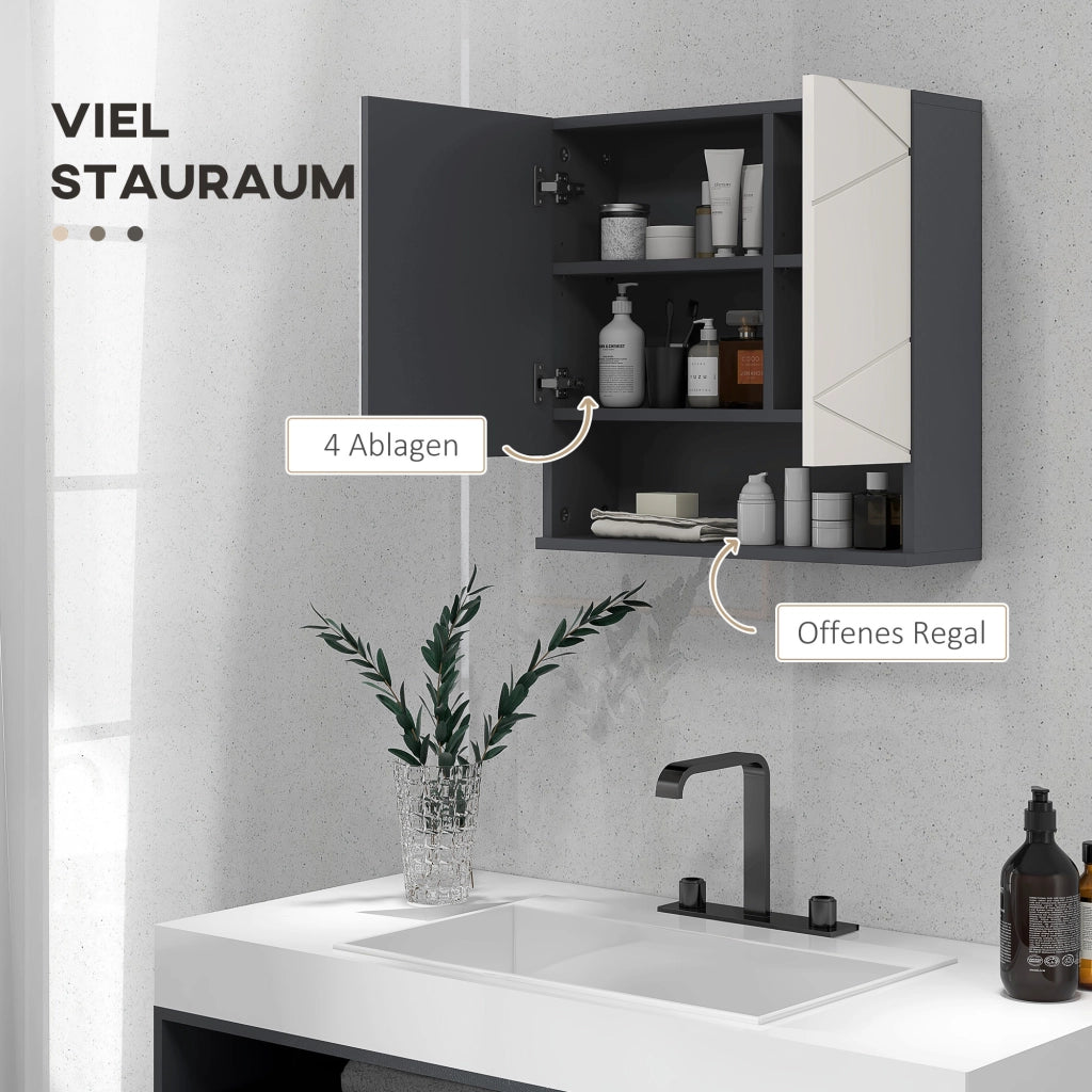 Armadietto Bagno con Anta a Specchio e Ripiani Regolabili ¨C Zephmum ¨C Bianco 60x30x180