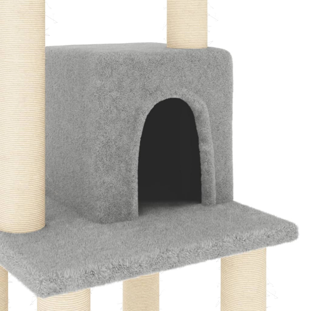 Tiragraffi per gatti torre per arrampicata giocattolo piattaforma per arrampicata con tiragraffi in sisal leggero 105 cm grigio 02_0022543
