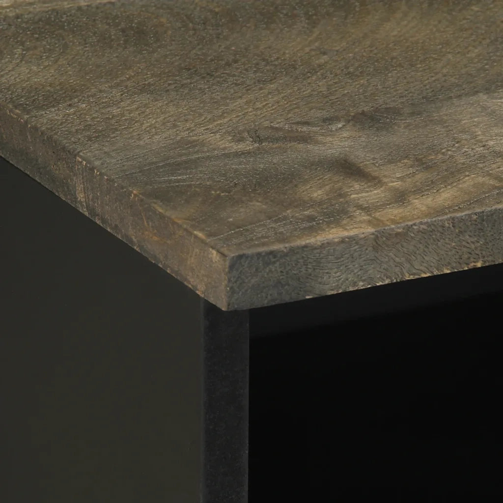 Comodino Nero 40x33x46 cm in Legno Massello di Mango 4017690
