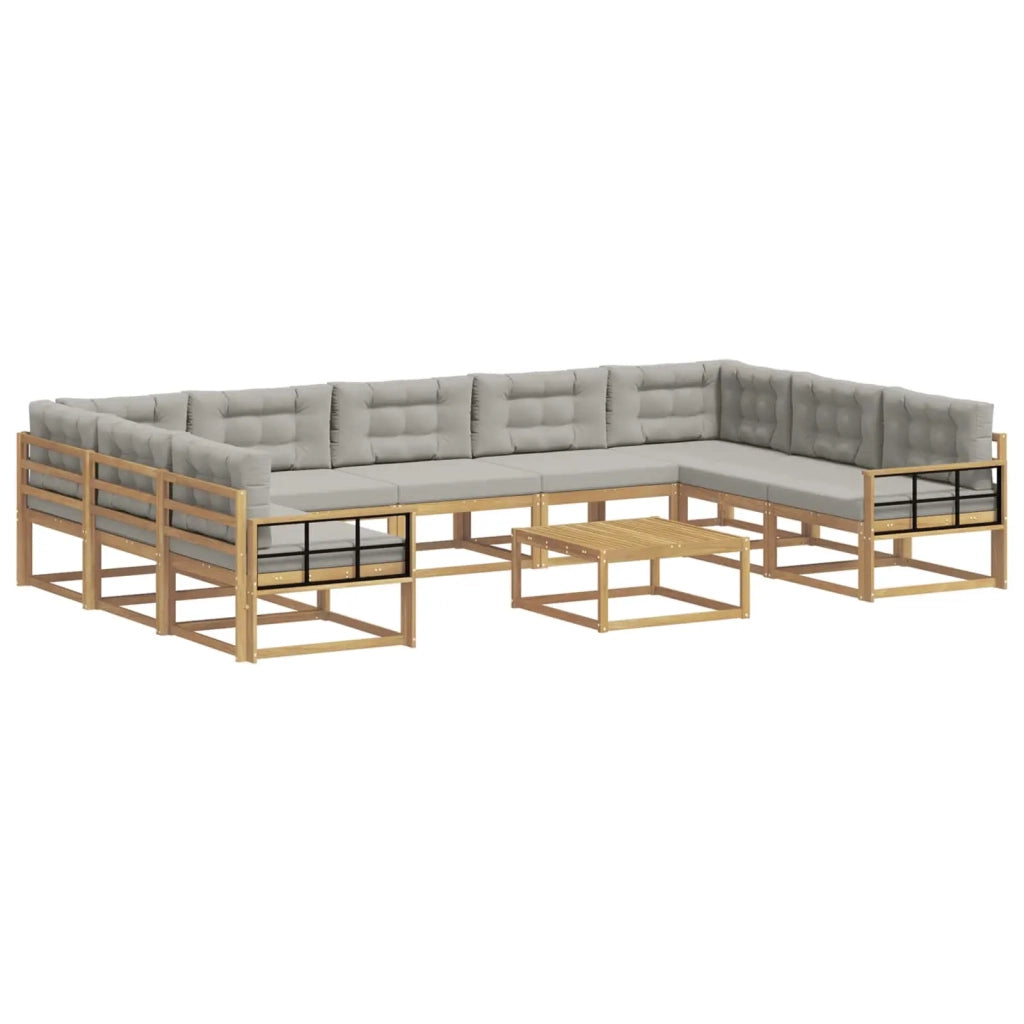 Set di divani da esterno 10 pz Bianco e Grigio Chiaro 3387080