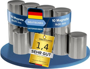 5x Magnete Neodymium in acciaio inox - staftipo extra potente lungo - diametro 10x30mm lungo - magneti forti supermagneti - attrito di circa 5 kg - magneti per whiteboard, tabellone, pannelli magnetici, officina