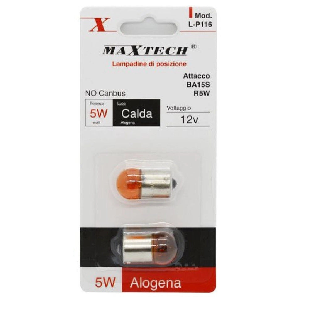 Trade Shop - Lampadine Di Posizione Auto Ba15s R5w 12v 5w L-p116 Luce Calda Alogena No Canbus -