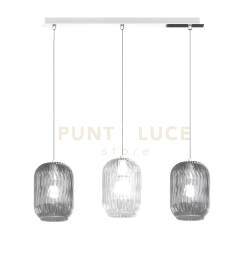SOSPENSIONE CROMO 3 LUCI RETTANGOLARE VETRI TR + 2X FU 1181CR-S3 R-TF
