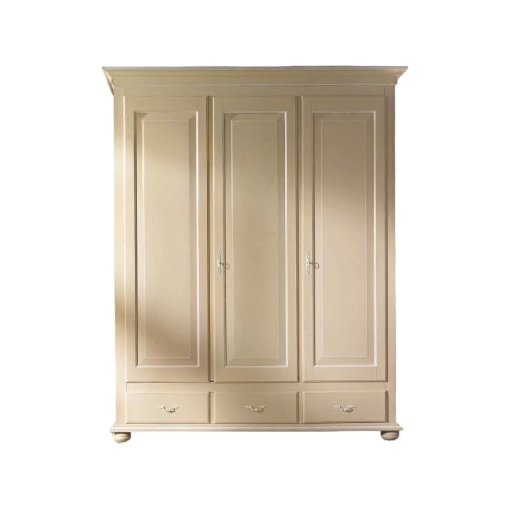 Armadio in legno 3 ante shabby avorio 183x62x227 - Mobili 2G