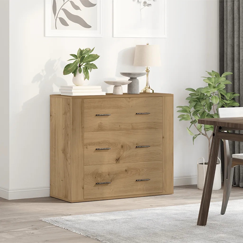 Credenza Rovere Artigianale 80x33x70 cm in Legno Multistrato 857086