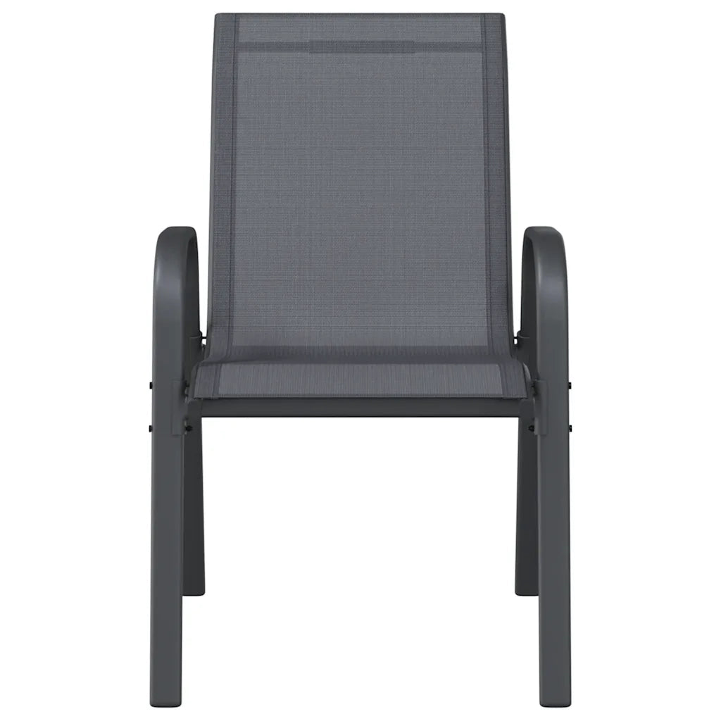Sedie da Giardino Impilabili 4 pz in Tessuto Textilene Grigio