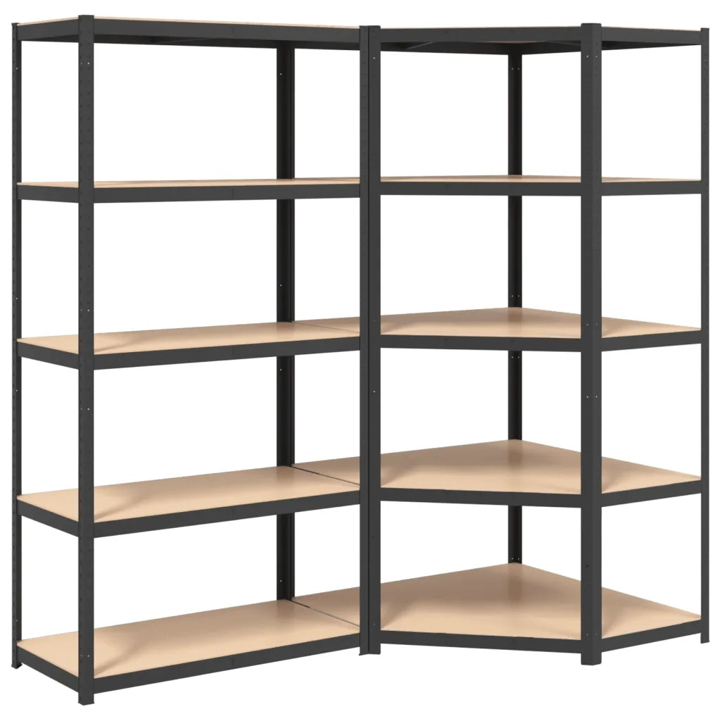 Scaffali Resistenti 5 Ripiani 2pz Grigio Acciaio e Multistrato 3154207