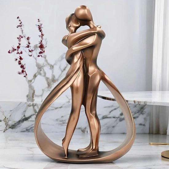 Statua di Cera - Coppia Affettuosa - Regalo di Natale Unico - 2 pezzi - Beige - Cera - 15 cm