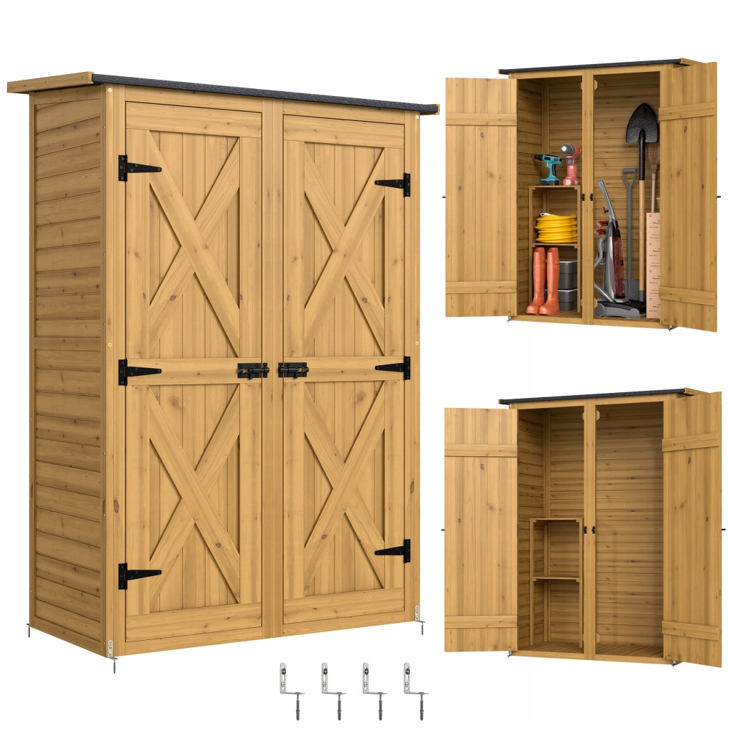 Cabana da Giardino in Legno con 2 Ripiani ¨C Zephmum ¨C Marrone