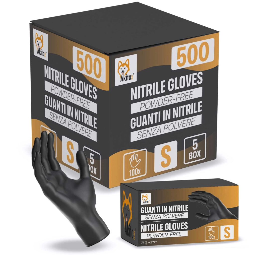Guanti Nitrile Neri S Senza Polvere Akitaink 500 pezzi