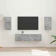 Set mobile TV 4 pcs Grigio cemento Legno multistrato 3409153