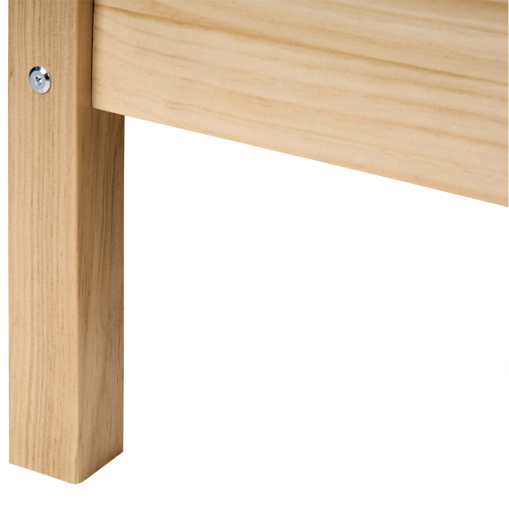 Letto singolo in legno di Pino chiaro con Rete a Doghe 80 x 200 cm Testiera a doghe minimalista