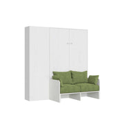 Letto una piazza e mezzo a scomparsa 120 Kentaro con divano e colonna bianco frassino, verde