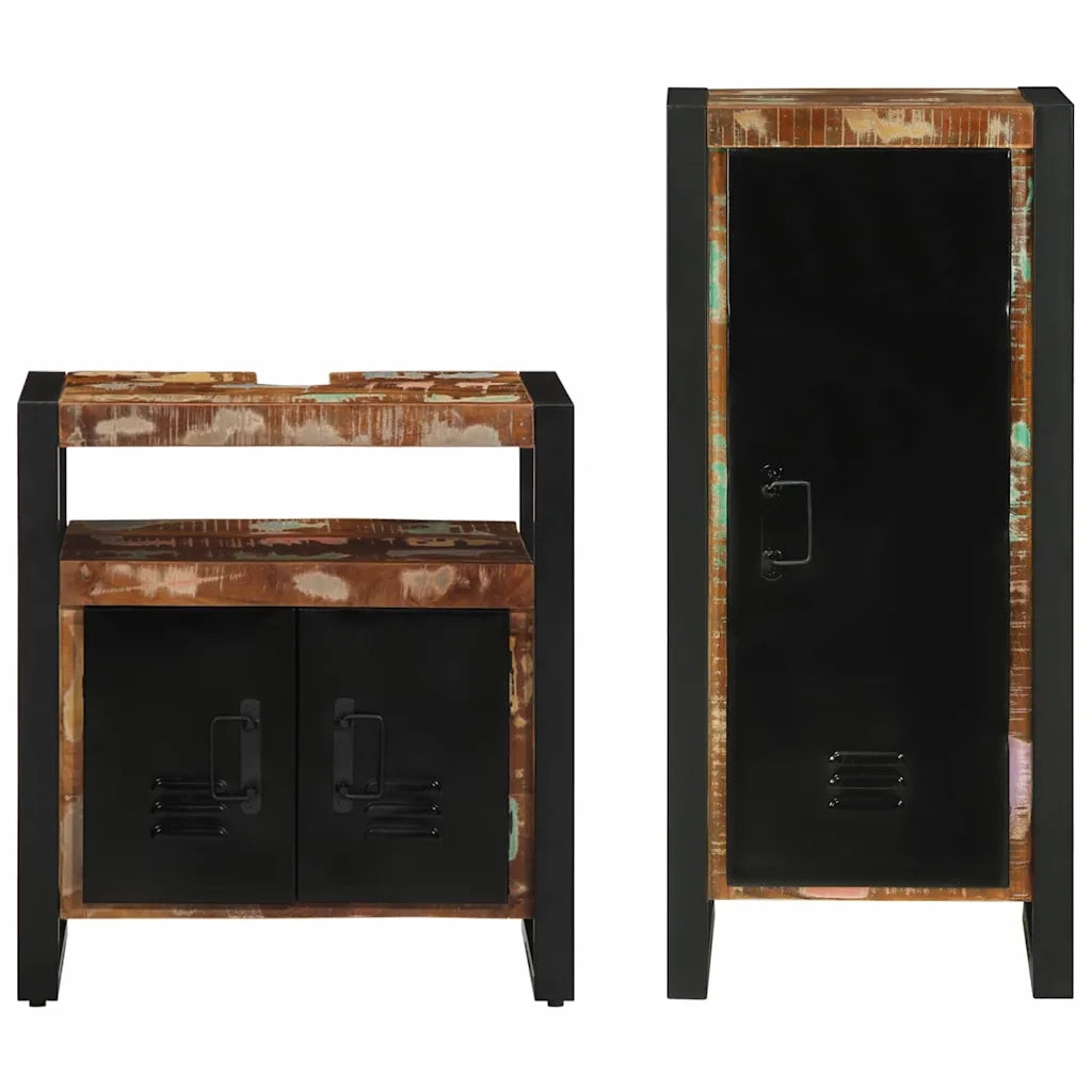 Set di mobili per il bagno 2 pcs Legno Recuperato Massello