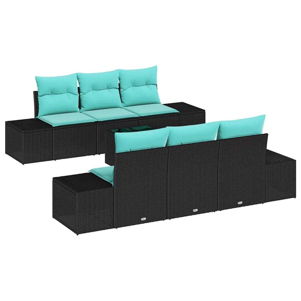 Set Divano da Giardino 7 pz Nero polyrattan 3346956