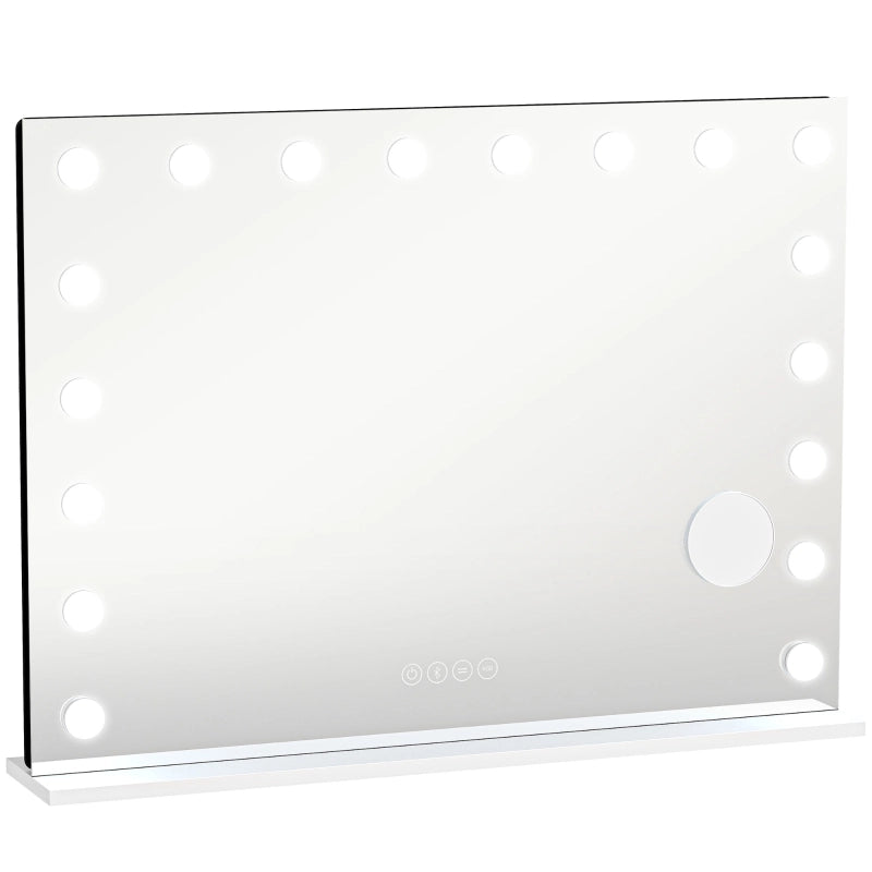 Specchio trucco Hollywood con 18 LED dimmerabili, Bluetooth, luce RGB, ingrandimento 10x, bianco