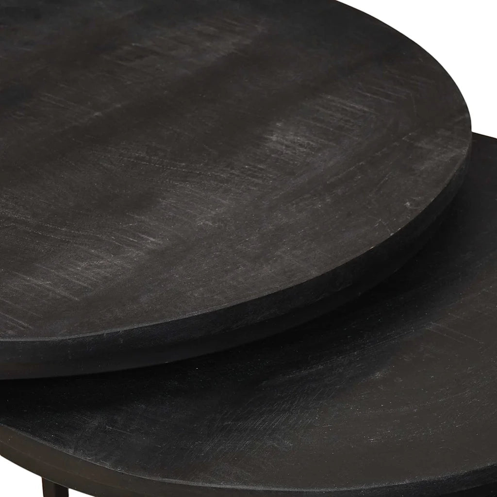 Tavoli da Caffè Nido 3 pcs Legno massello di mango e acciaio
